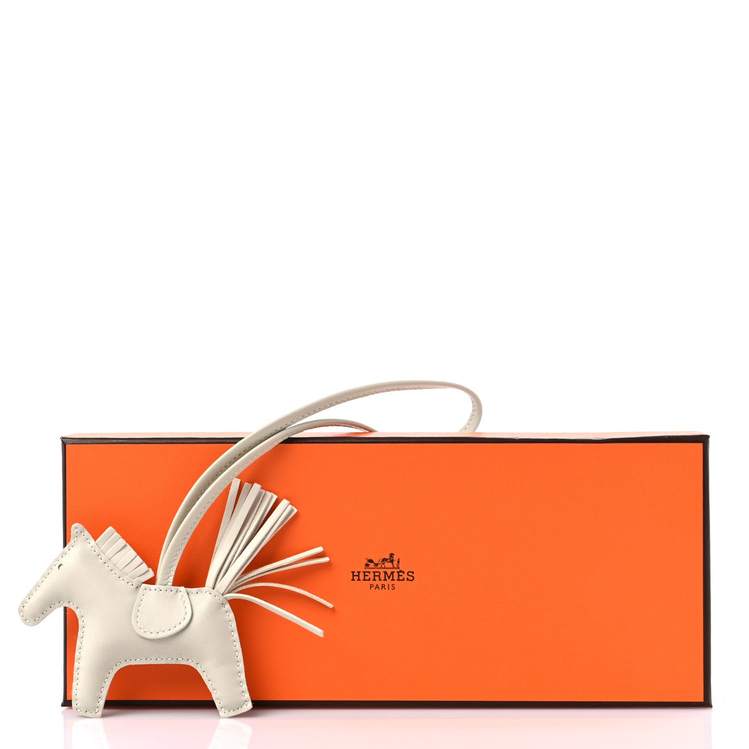 Hermes Milo Lambskin Grigri Rodeo Horse Bag Charm PM Craie 4 of 4