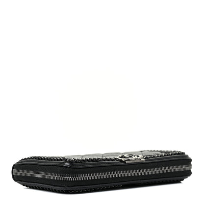 Chanel Calfskin Quilted Boy Chain Large Gusset Zip Around Wallet Black 4 of 15