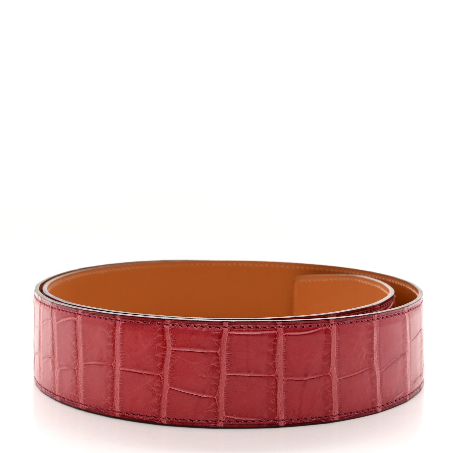 Hermes Alligator 42mm Belt Strap 85 Rose Scheherazade 2 of 8