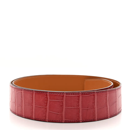 Hermes Alligator 42mm Belt Strap 85 Rose Scheherazade 2 of 8