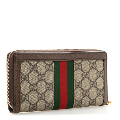 Gucci GG Supreme Monogram Web Ophidia Zip Around Wallet Brown 3 of 9