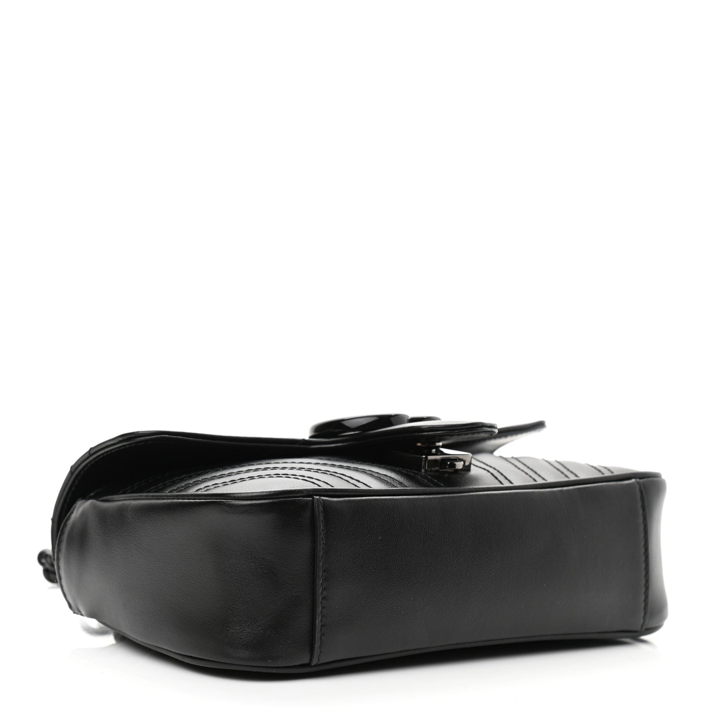Calfskin Matelasse Monochrome Mini GG Marmont Shoulder Bag Black