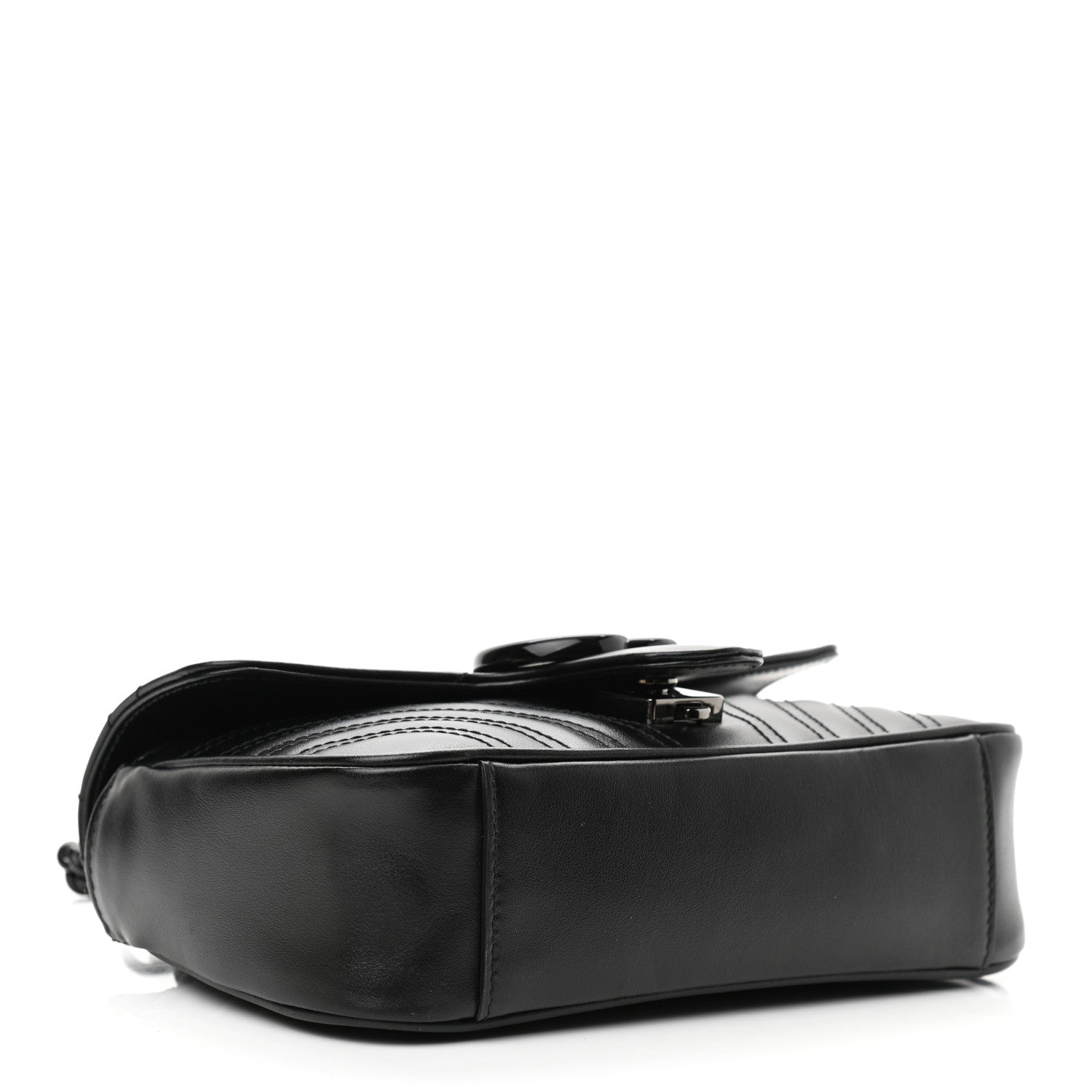 Gucci Calfskin Matelasse Monochrome Mini GG Marmont Shoulder Bag Black 4 of 10