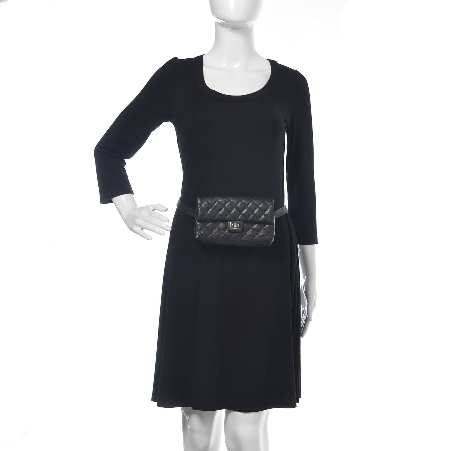 Grained Calfskin Quilted 2.55 Reissue Flap Belt Bag Clutch Black