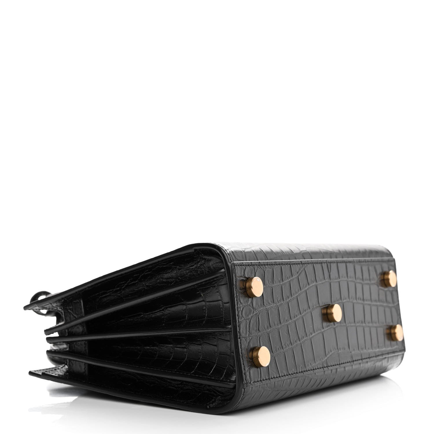 Saint Laurent Calfskin Crocodile Embossed Nano Sac De Jour Black 4 of 11