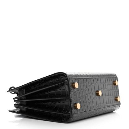 Saint Laurent Calfskin Crocodile Embossed Nano Sac De Jour Black 4 of 11