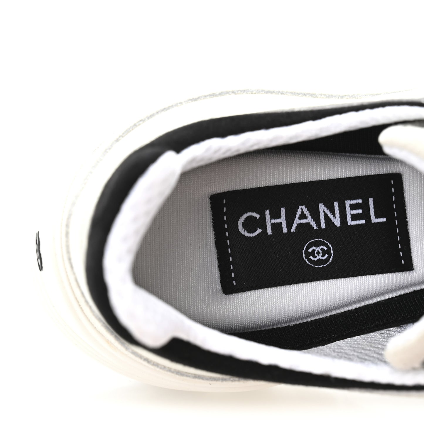 Suede Calfskin Womens CC Sneakers 37 White Black