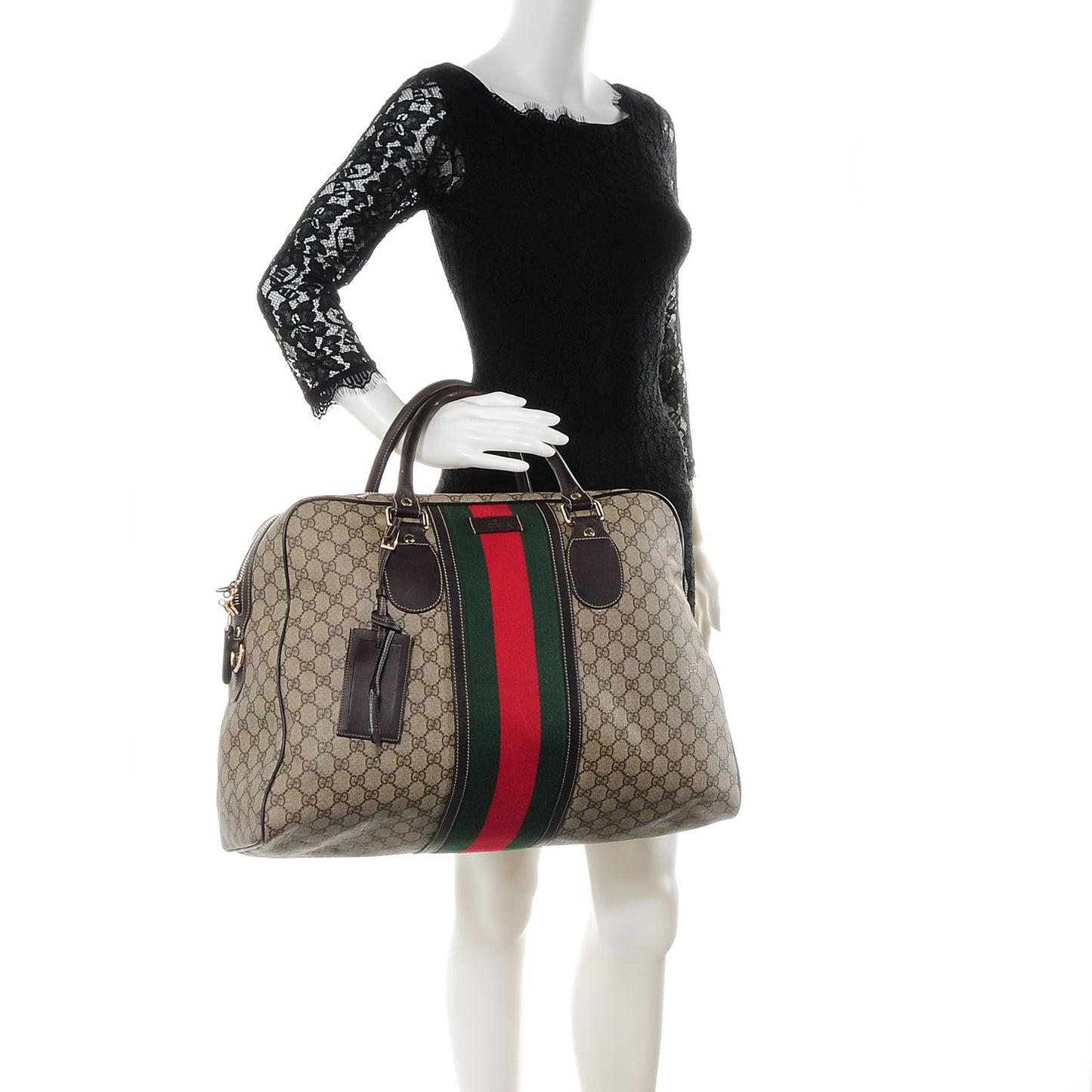 GG Plus Monogram Web Carry On Duffle Bag Ebony