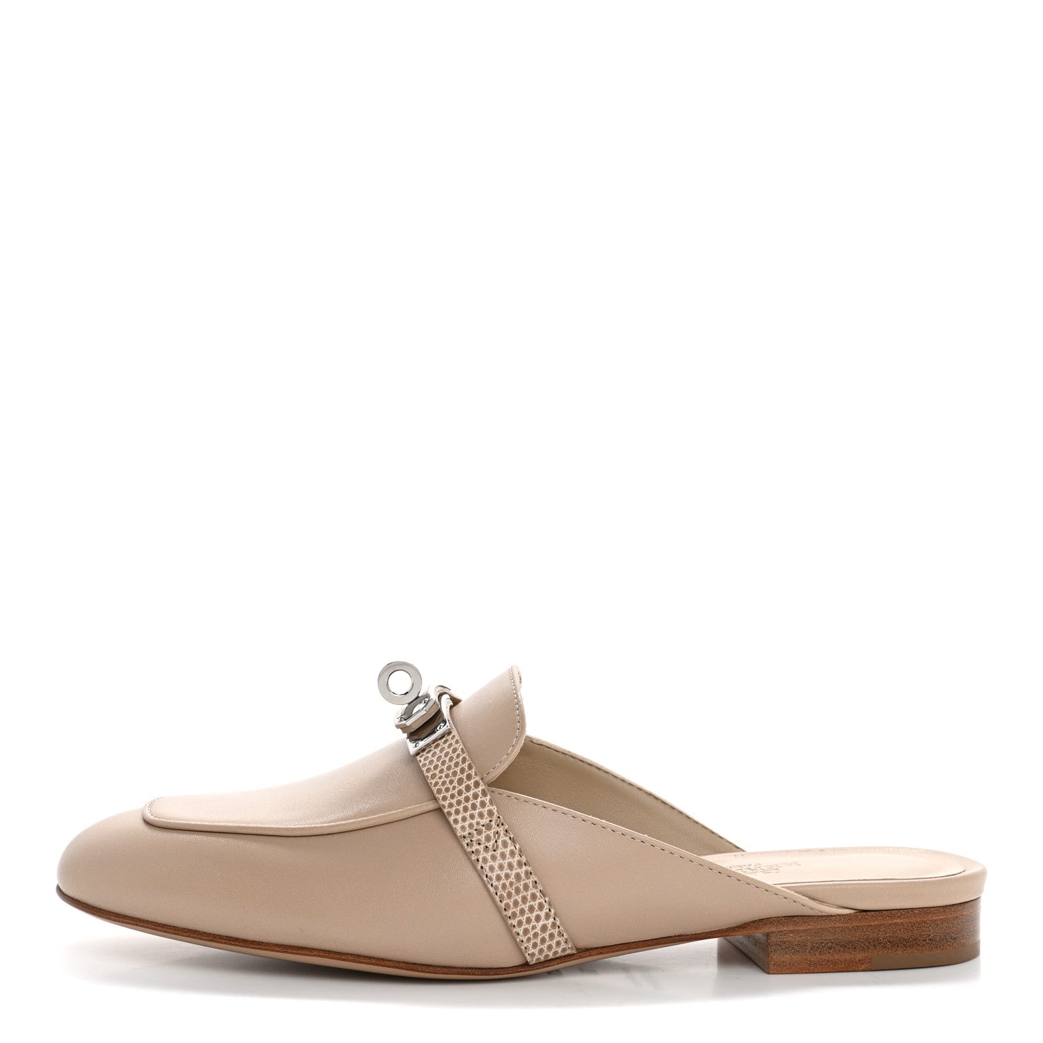 Hermes Shiny Lizard Calfskin Oz Mules 36 Beige Sarrazin 1 of 10