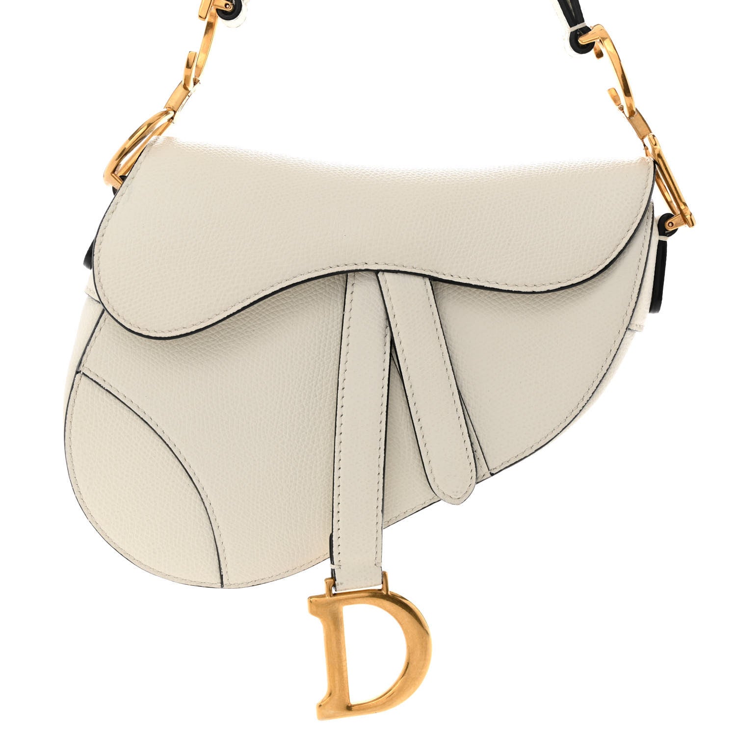 Christian Dior Grained Calfskin Mini Saddle Bag White 8 of 10