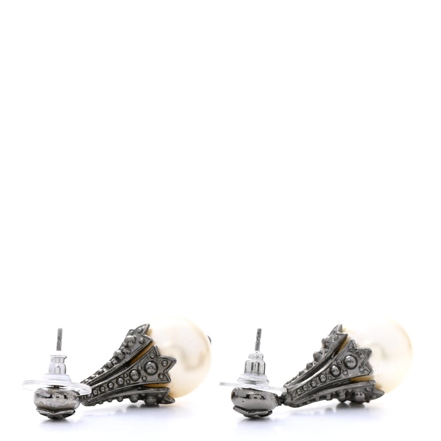 Ruthenium CC Pearl Tear Drop Earrings