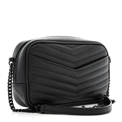 Saint Laurent Grain De Poudre Matelasse Monochrome Monogram Mini Lou Camera Bag Black 3 of 10