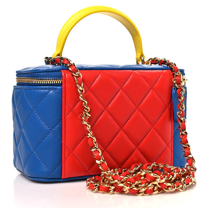 Chanel Lambskin Quilted Superman Top Handle Vanity  Blue Red Yellow 2 of 9