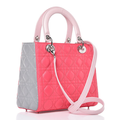Christian Dior Lambskin Cannage Medium Tri-Color Lady Dior Fuchsia 2 of 14