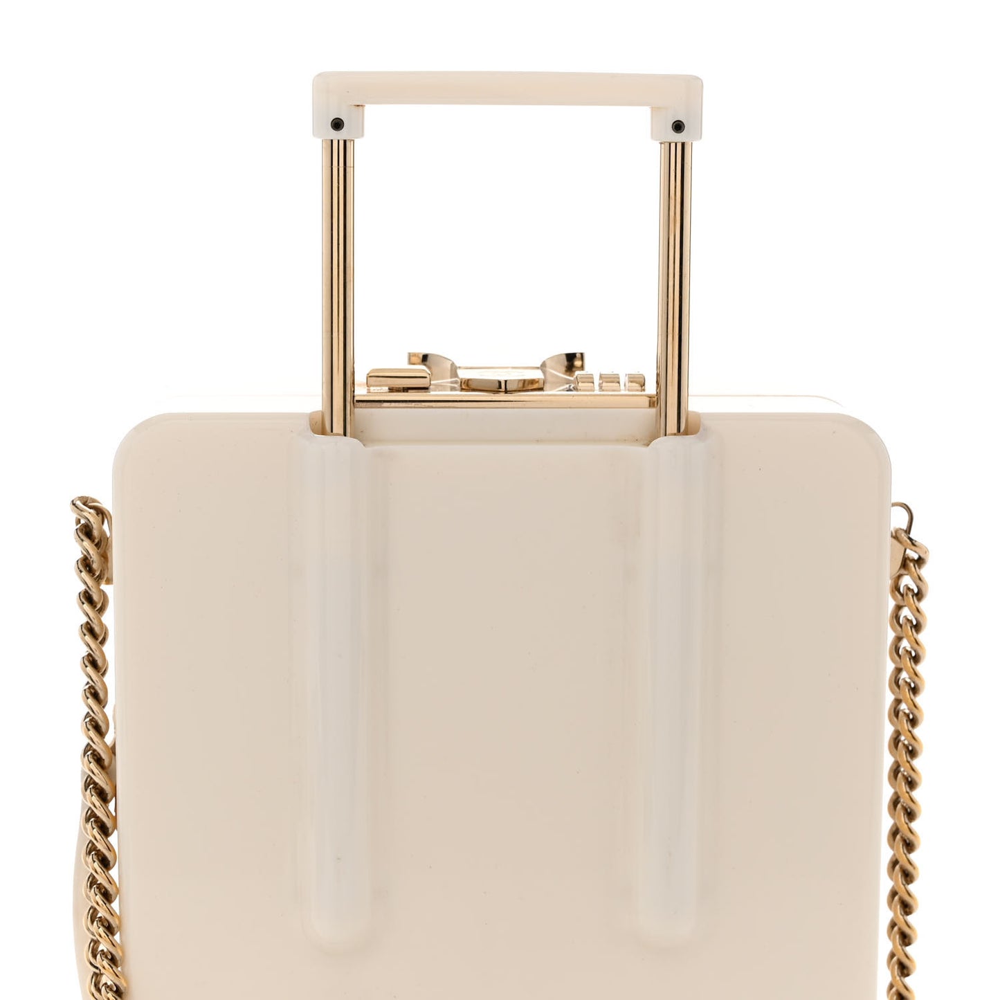 Plexiglass Patent Evening In The Air Mini Trolley Minaudiere Clutch Black White