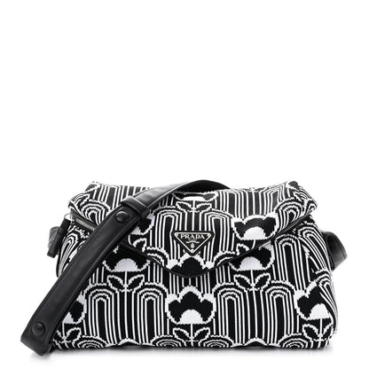 Prada Maglia Jacquard Signaux Bag Black White 1 of 10