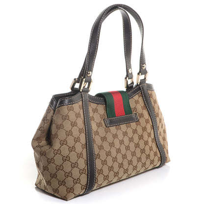 Gucci Monogram Medium New Ladies Web Tote Dark Brown 3 of 8
