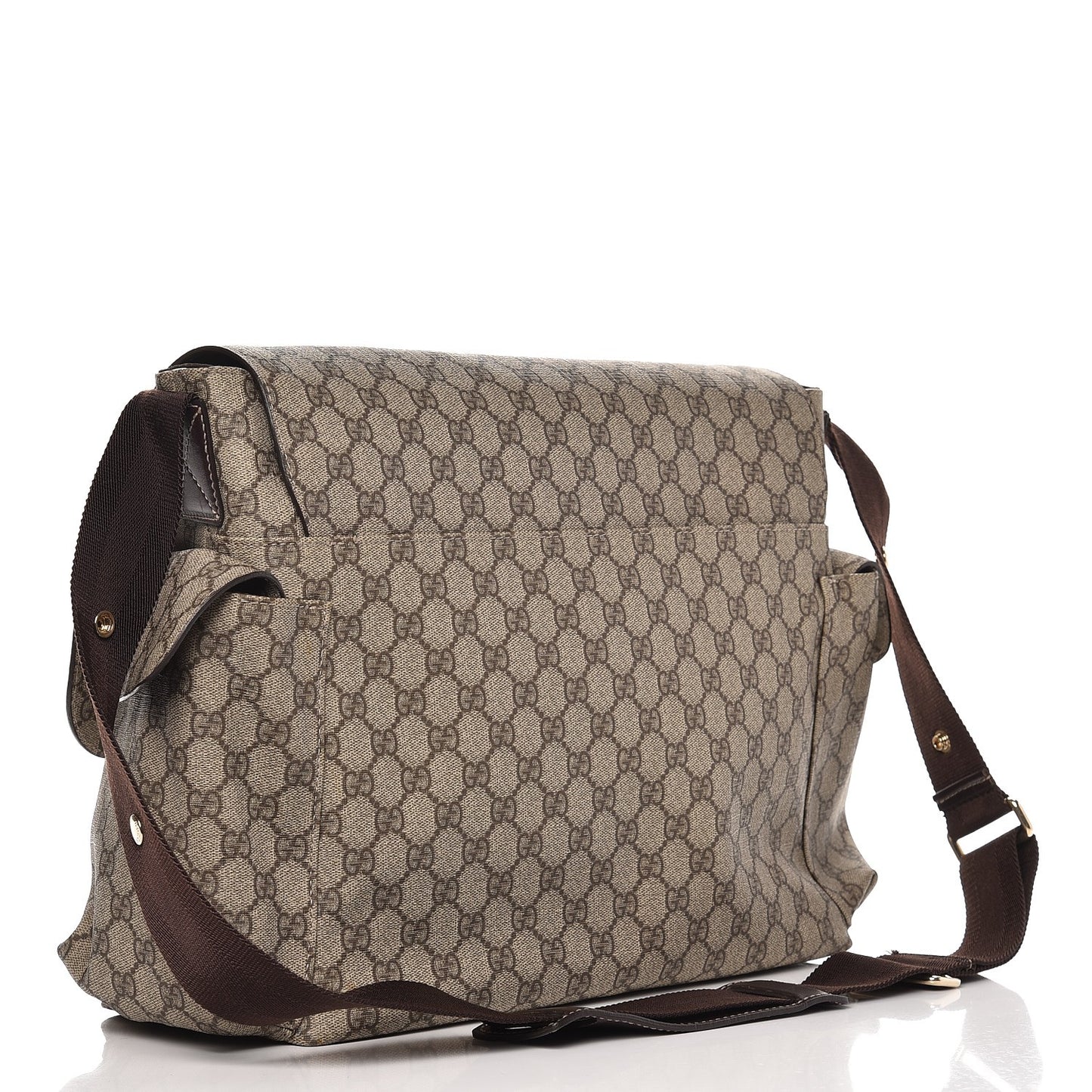 GG Plus Monogram Messenger Diaper Bag Dark Brown