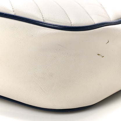Gucci Vintage Effect Calfskin Matelasse Diagonal Small Torchon GG Marmont Chain Shoulder Bag Mystic White Blue Agata 10 of 17