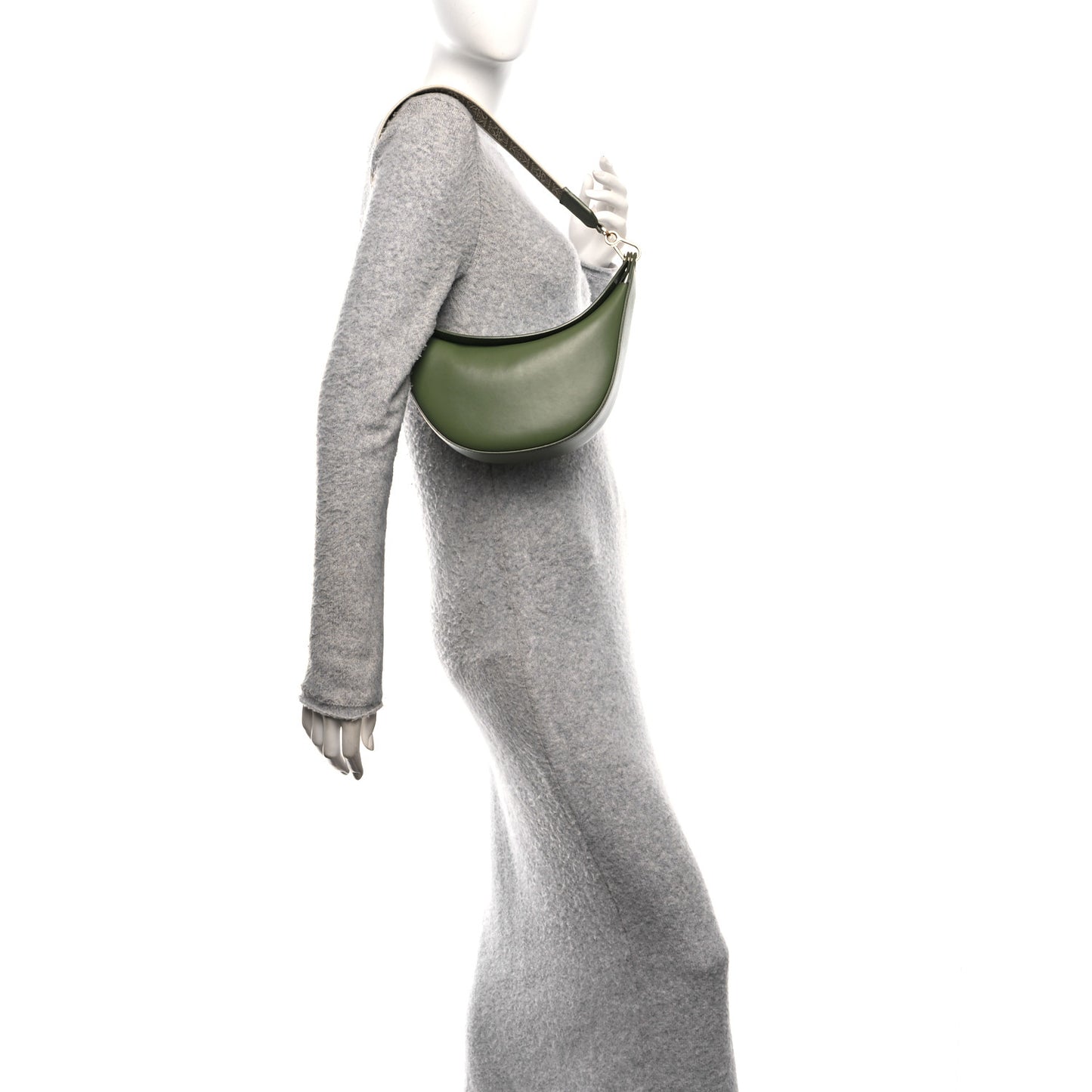 Satin Calfskin Jacquard Small Luna Bag Avocado Green