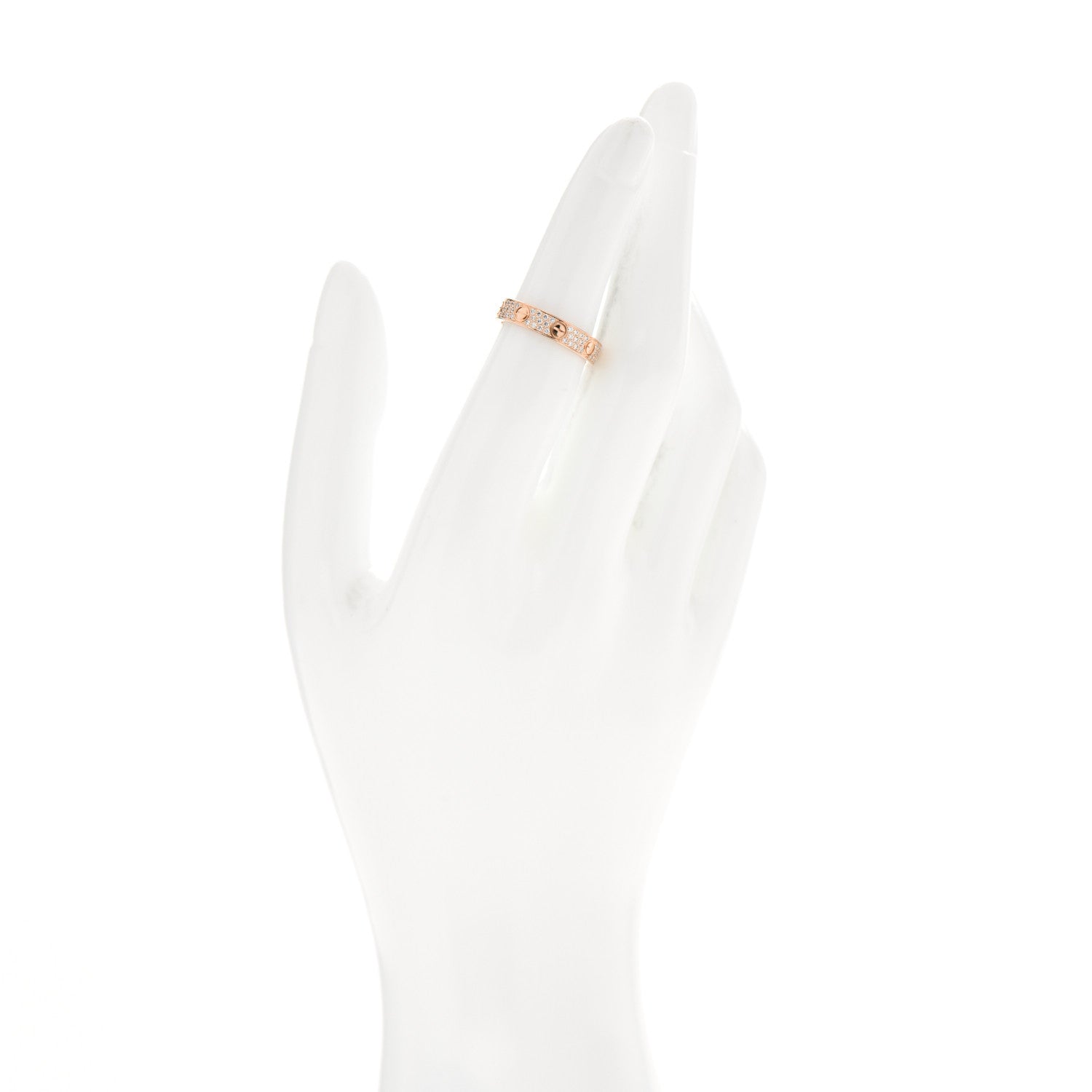 Cartier 18K Pink Gold Diamond 4mm LOVE Wedding Paved Band Ring 50 5.25 2 of 4