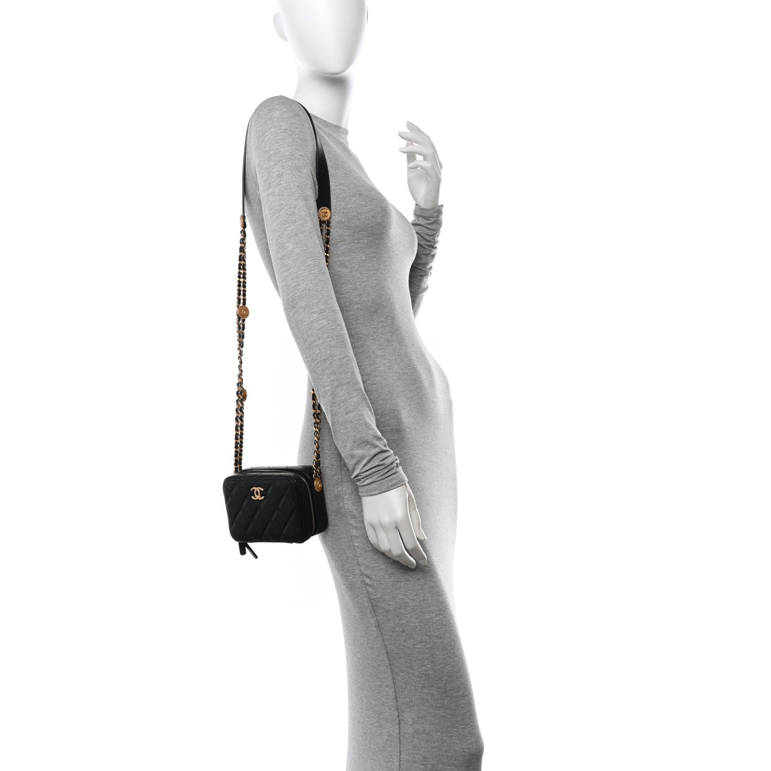 Chanel Caviar Quilted Twist Your Buttons Clutch With Chain Black 2 of 11