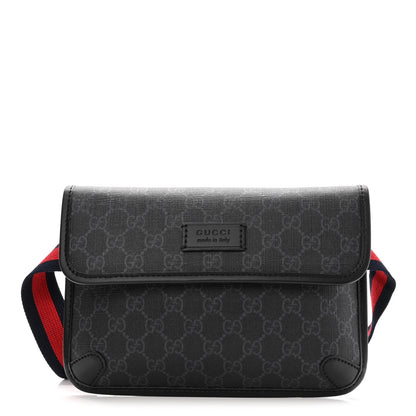 Gucci GG Supreme Monogram Web Slim Belt Bag Black Grey 1 of 10