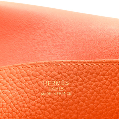 Hermes Taurillon Clemence Halzan 25 Orange 6 of 10