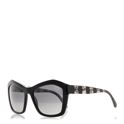 Chanel Acetate Polarized Lace Effect Sunglasses 5296 Black 1 of 8