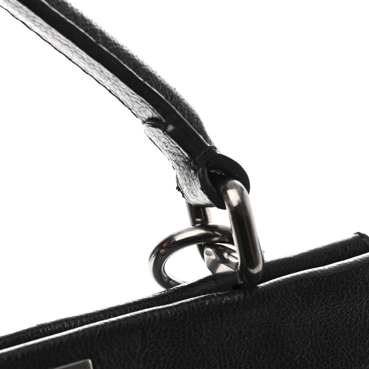 Fendi Goatskin Zucca Medium Peekaboo Iconic Satchel Black Tobacco 13 of 14