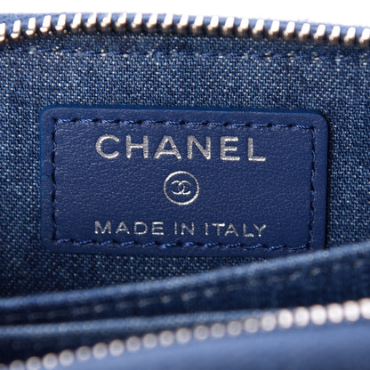 Chanel Denim Quilted Zip Coin Purse Blue 6 of 8