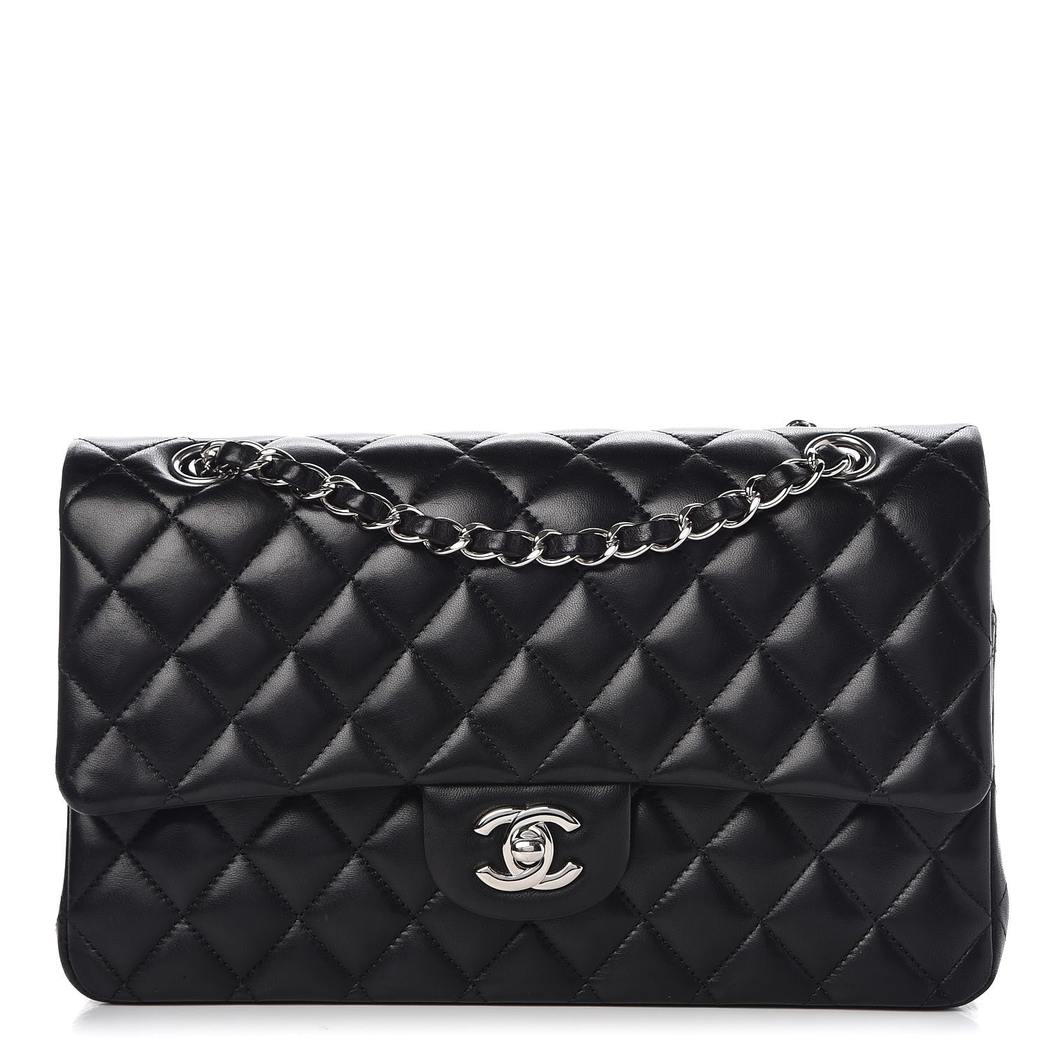 Chanel Lambskin Quilted Medium Double Flap Black 1 of 9