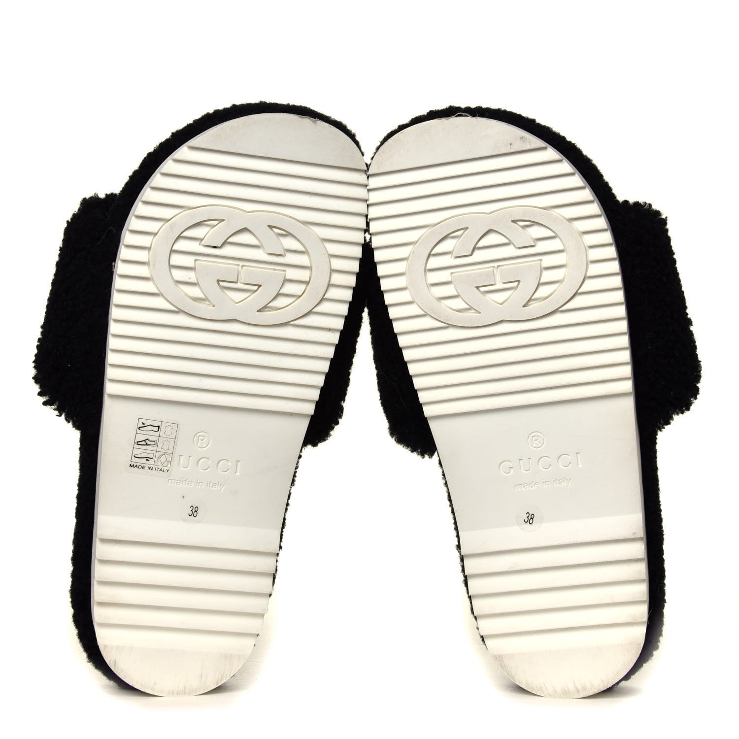 Gucci Shearling Womens Eileen Slide Sandals 38 Black Butterscotch 11 of 12