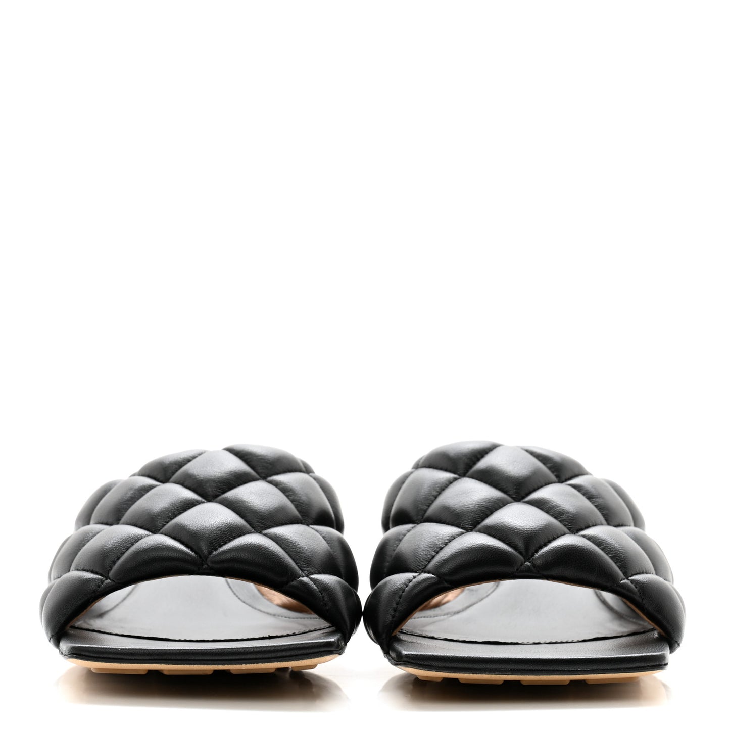 Nappa Matelasse Padded Mid Heel Mule Sandals 39.5 Black