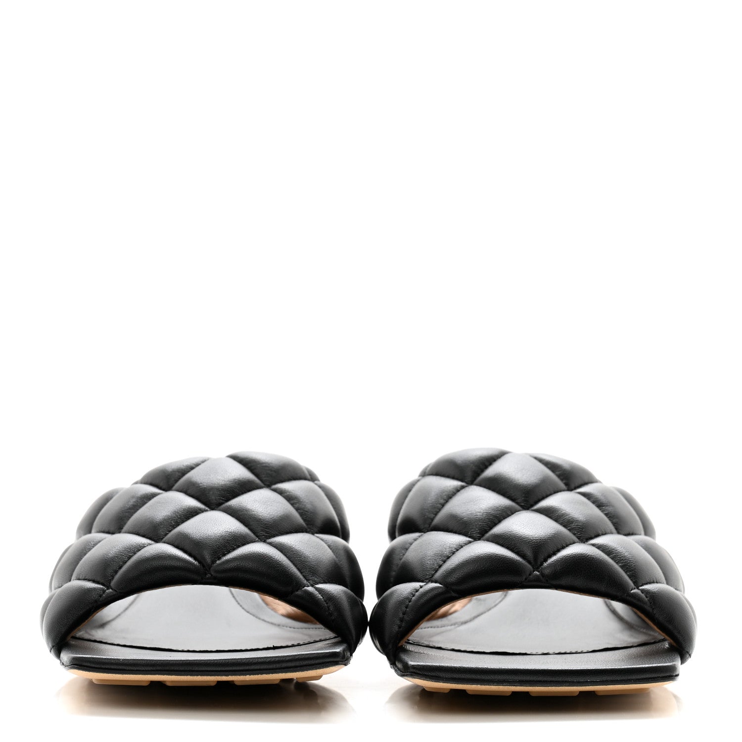 Bottega Veneta Nappa Matelasse Padded Mid Heel Mule Sandals 39.5 Black 2 of 8