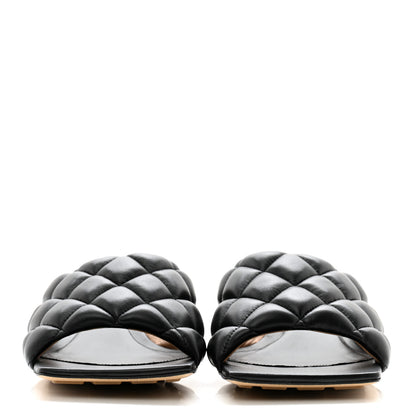 Bottega Veneta Nappa Matelasse Padded Mid Heel Mule Sandals 39.5 Black 2 of 8