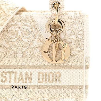 Christian Dior Canvas Around The World Stella Embroidered Medium Lady D-Lite White Gold 6 of 8