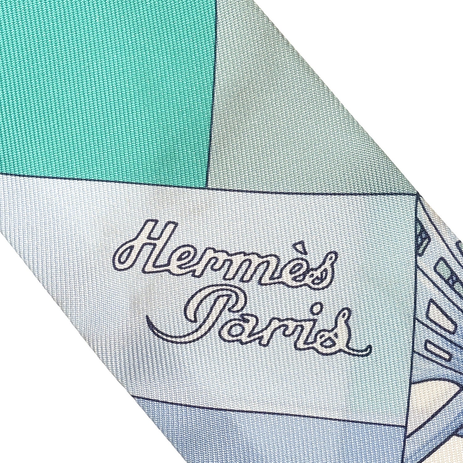 Hermes Silk Cliquetis Twilly Ciel White Menthol 7 of 7