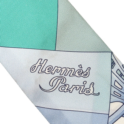 Hermes Silk Cliquetis Twilly Ciel White Menthol 7 of 7
