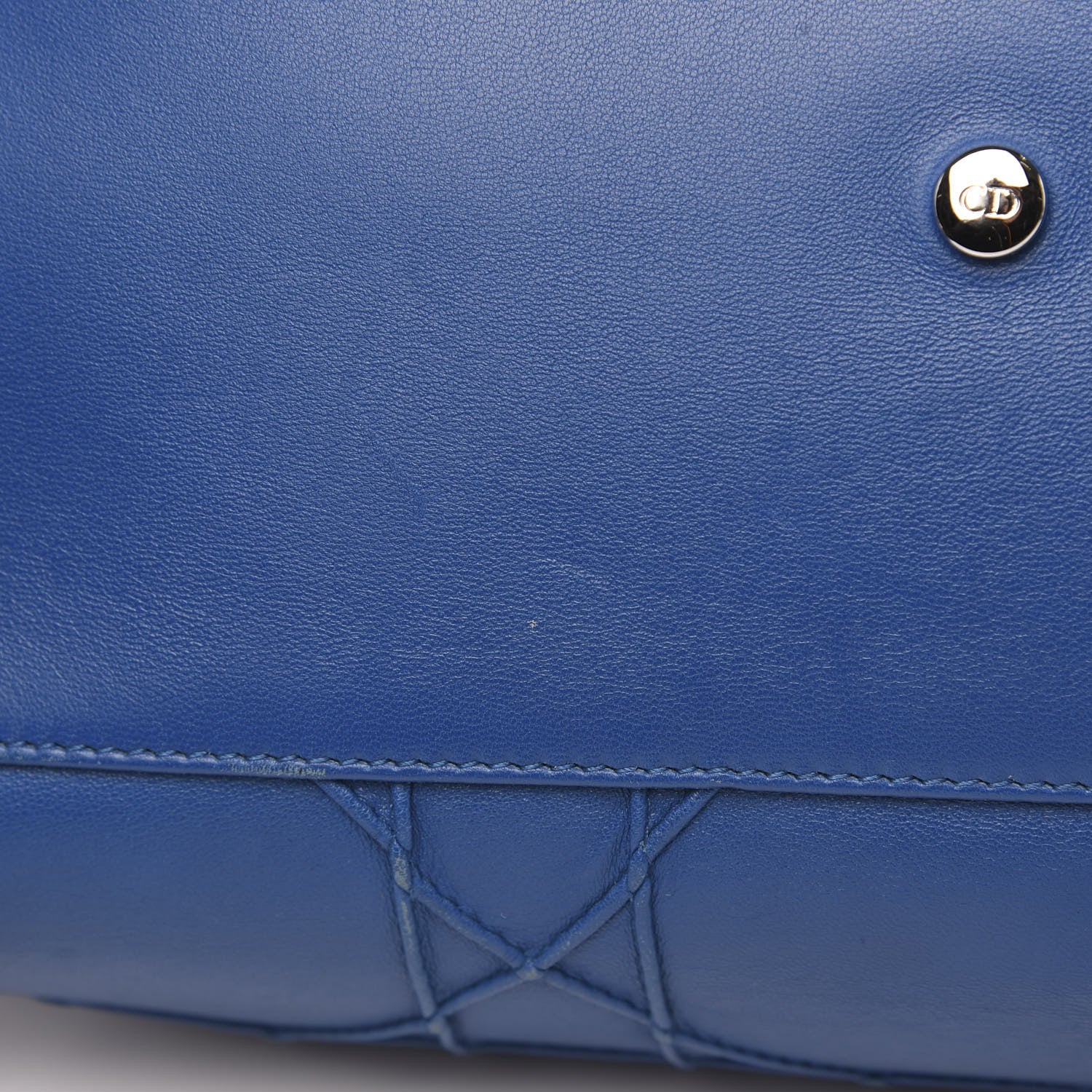 Christian Dior Lambskin Cannage Granville Polochon Blue 12 of 15