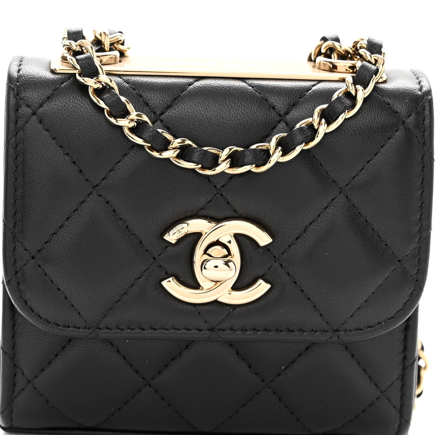 Chanel Lambskin Quilted Mini Trendy CC Chain Wallet Black 7 of 9