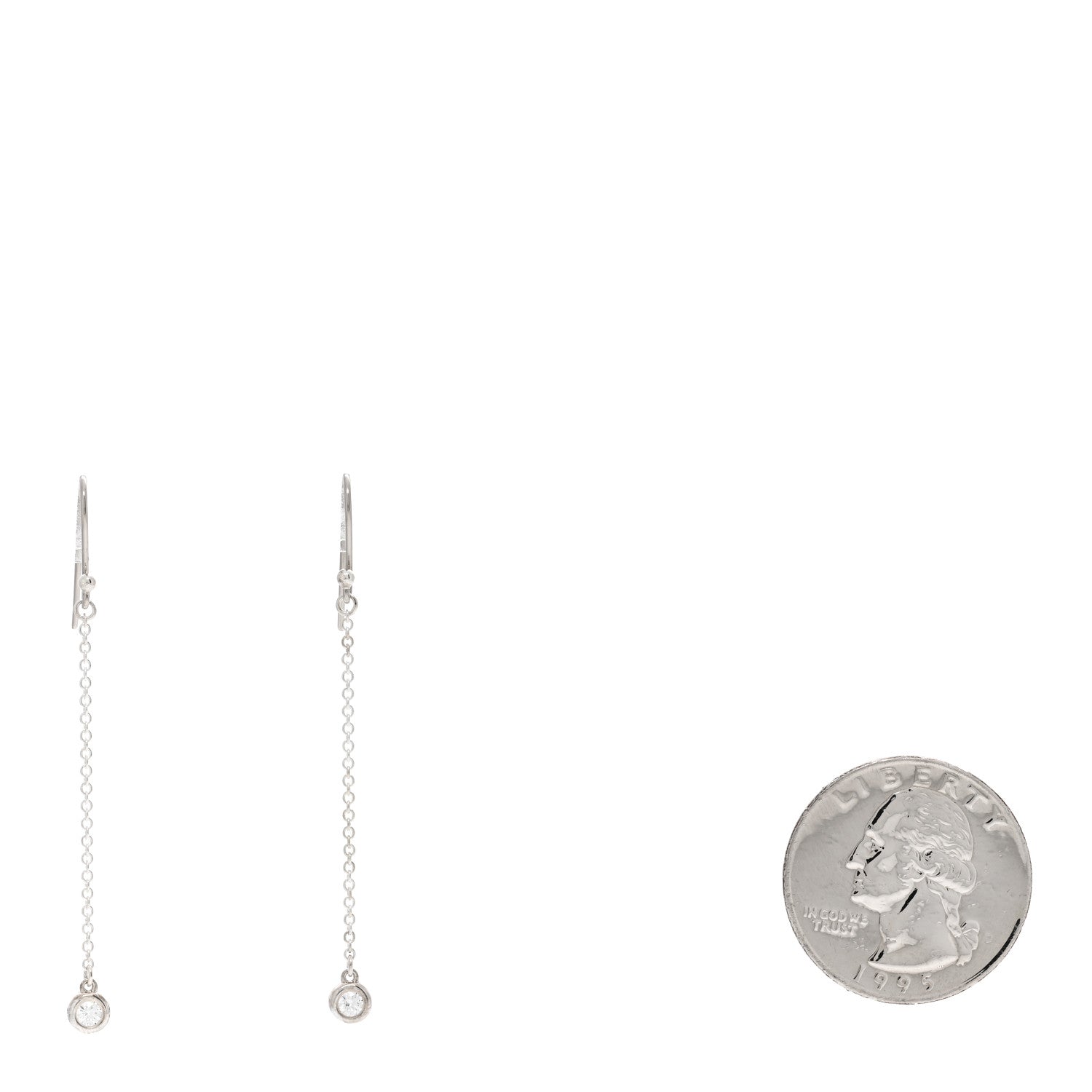 Tiffany Sterling Silver Diamond .10ct Elsa Peretti Diamonds by the Yard Drop Earrings 2 of 3