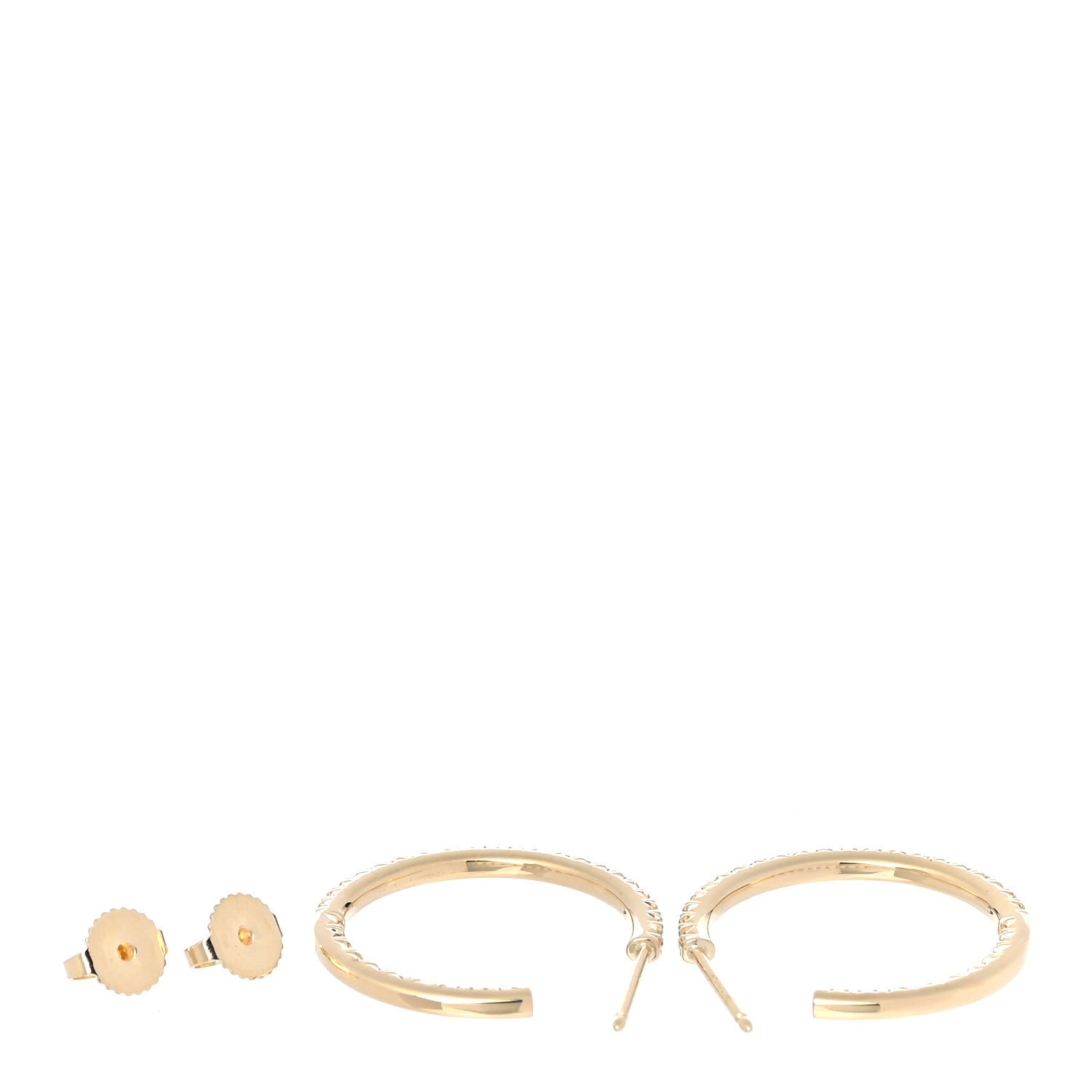Tiffany 18K Yellow Gold Diamond Medium Metro Hoop Earrings 4 of 7
