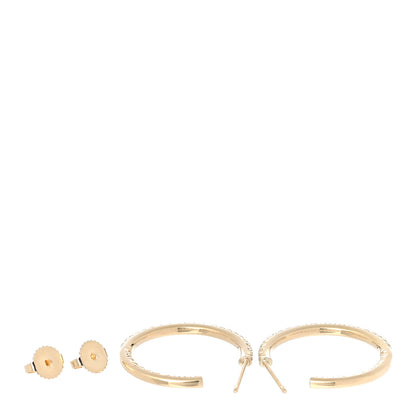 Tiffany 18K Yellow Gold Diamond Medium Metro Hoop Earrings 4 of 7