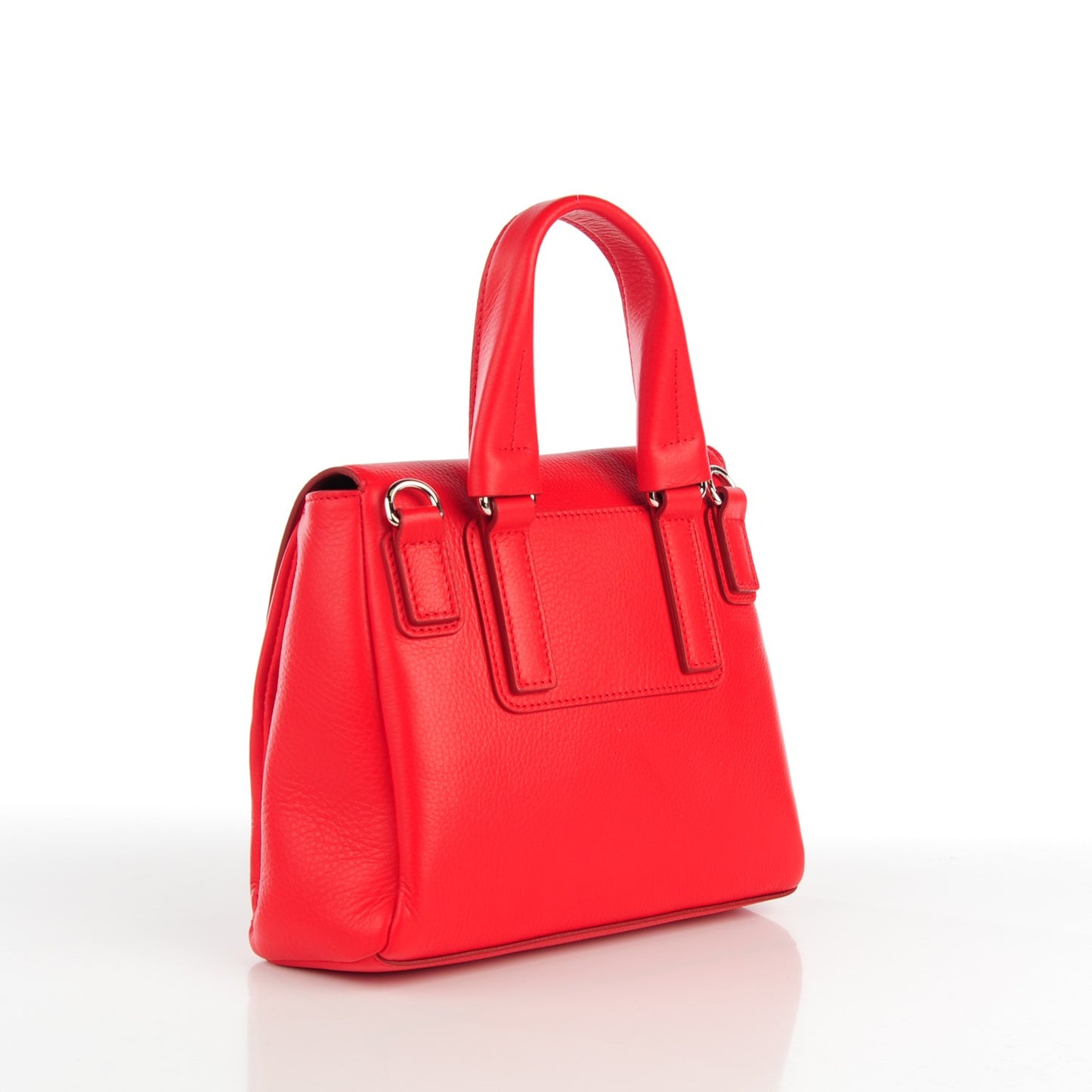 Waxy Grained Calfskin Mini Pandora Pure Flap Bag Red