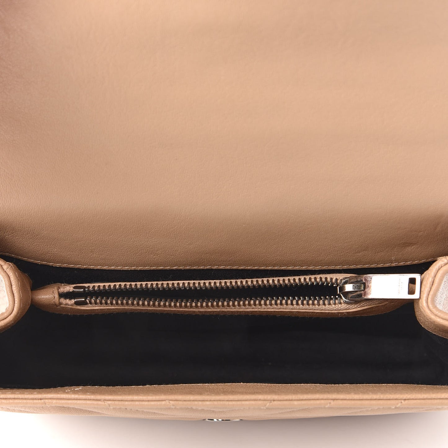 Sheepskin Matelasse Chevron Monogram Medium College Bag Taupe