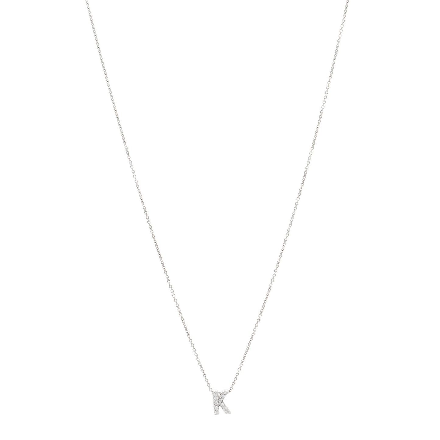 18K White Gold Diamond Love Letter K Pendant Necklace