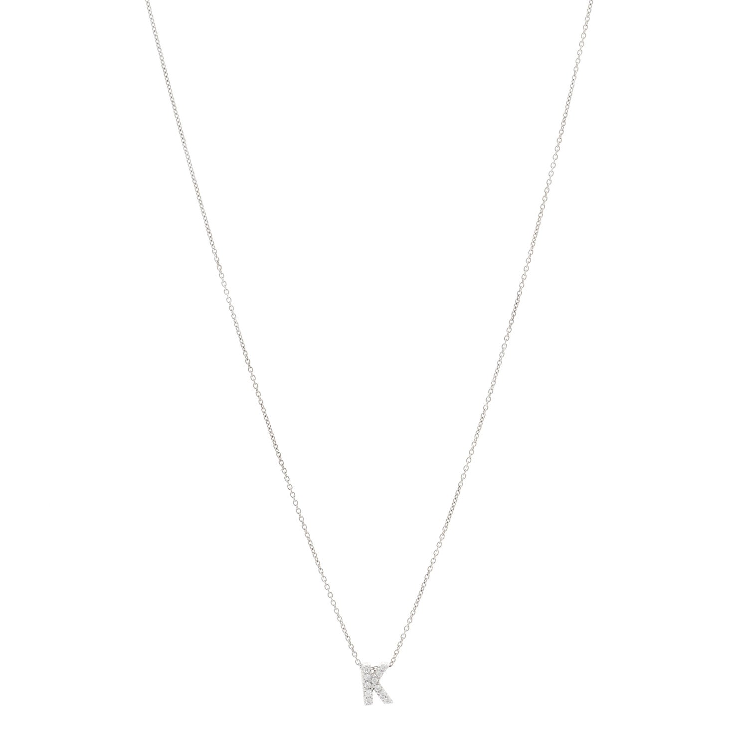 Roberto Coin 18K White Gold Diamond Love Letter K Pendant Necklace 1 of 4