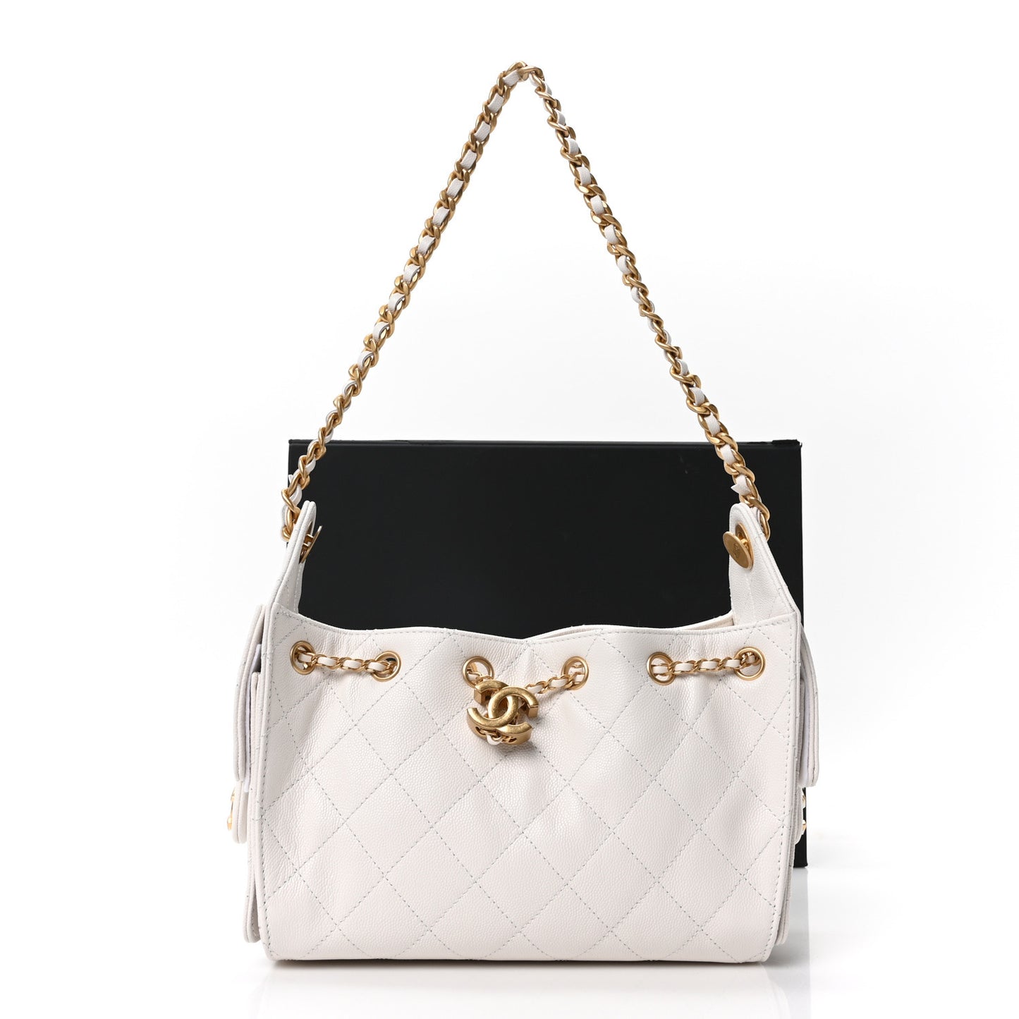 Caviar Quilted Mini Chanel 25 Handbag White