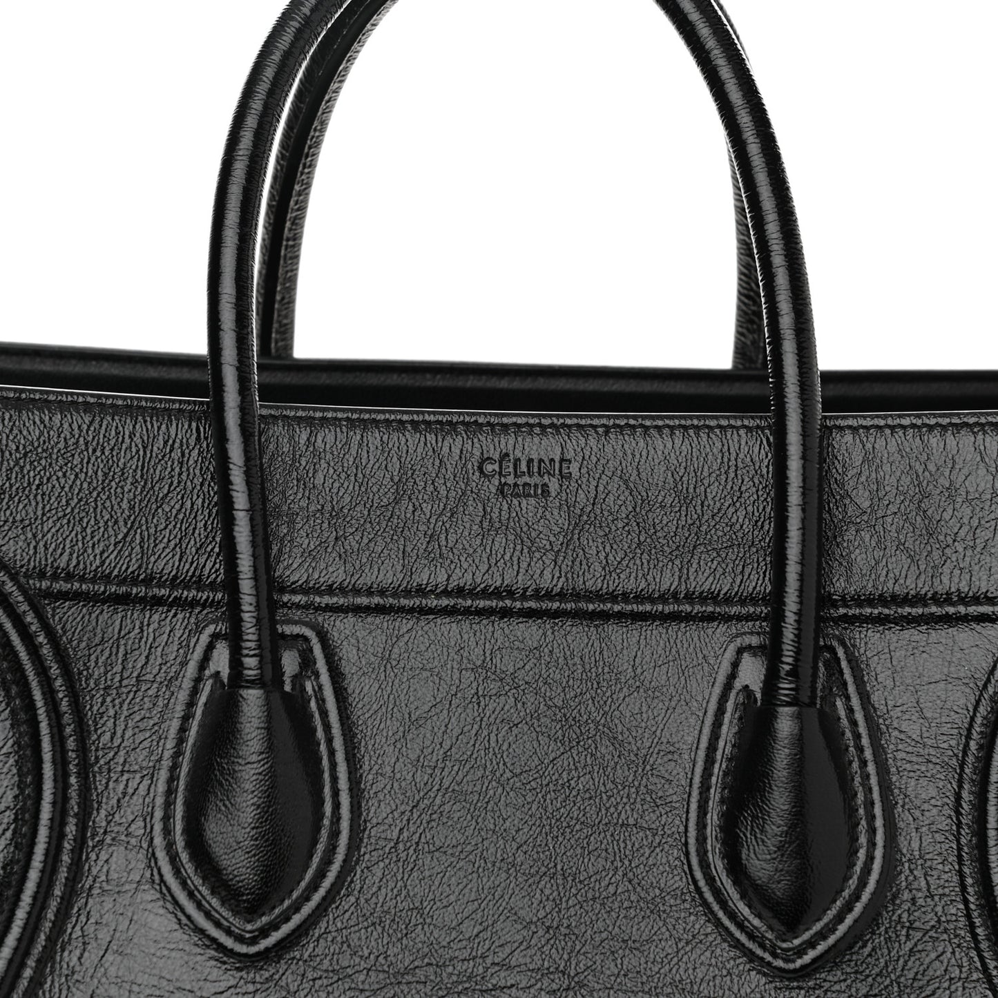 Shiny Goatskin Medium Phantom Luggage Black